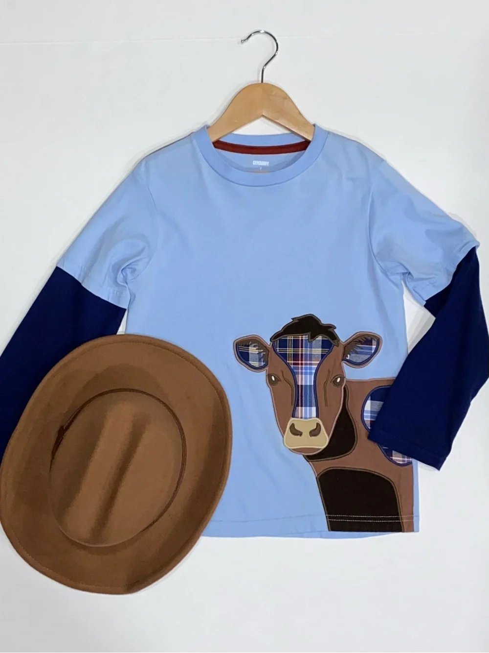 Gymboree Boys ‘Western Skies’ Blue Layered Long Sleeve Cow Top Size 7